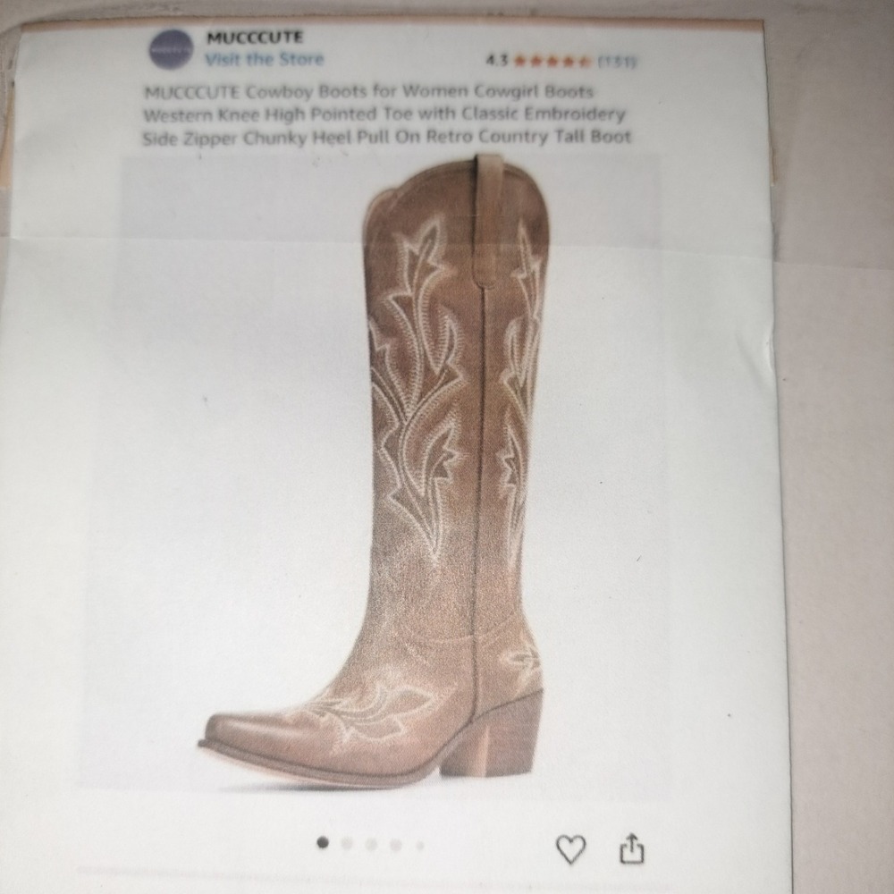 Brand new tall brown cowboy boots women, size 8.5, tags and box included